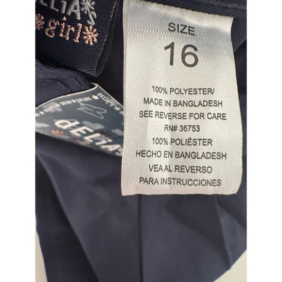 Girls' Adjustable Waist Pleated-Front skirt Two-Tab Scooter navy blue size 16 - Picture 16 of 16